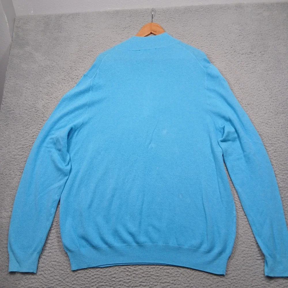 Brooks Brothers Men's XXL Blue 1/4 Zip‎ Sweater Cotton Silk Cashmere Blend Read